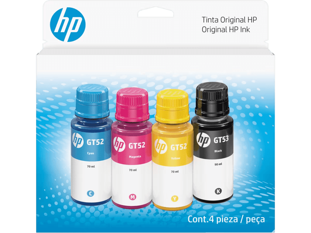 COMBO DE BOTELLA DE TINTA HP GT53/GT52 PACK DE 4