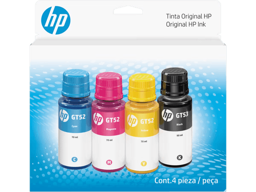 COMBO DE BOTELLA DE TINTA HP GT53/GT52 PACK DE 4